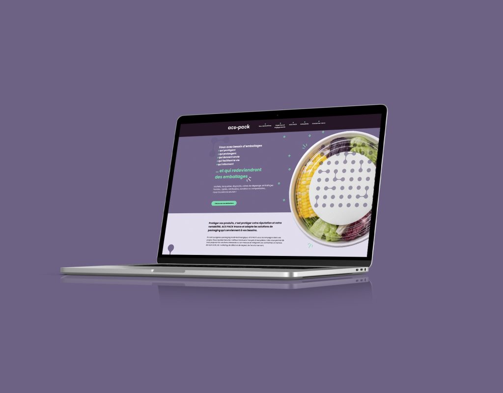 Homepage du site ACS-PACK, refonte graphique et développement sous Wordpress par les Imageurs